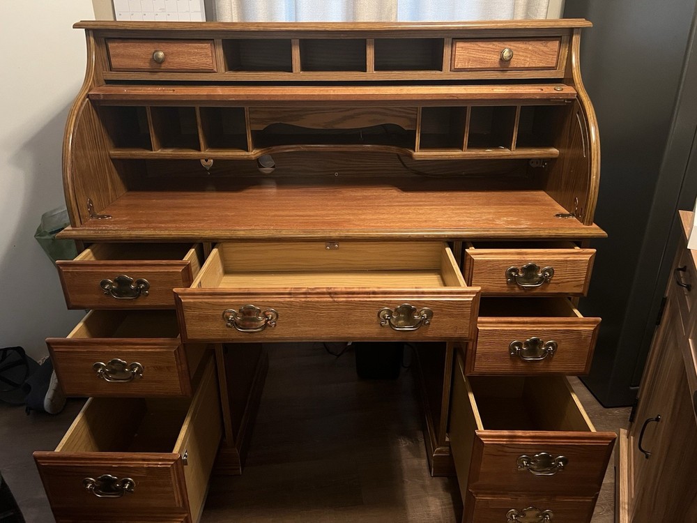 Solid Wood Antique Cylinder Desk