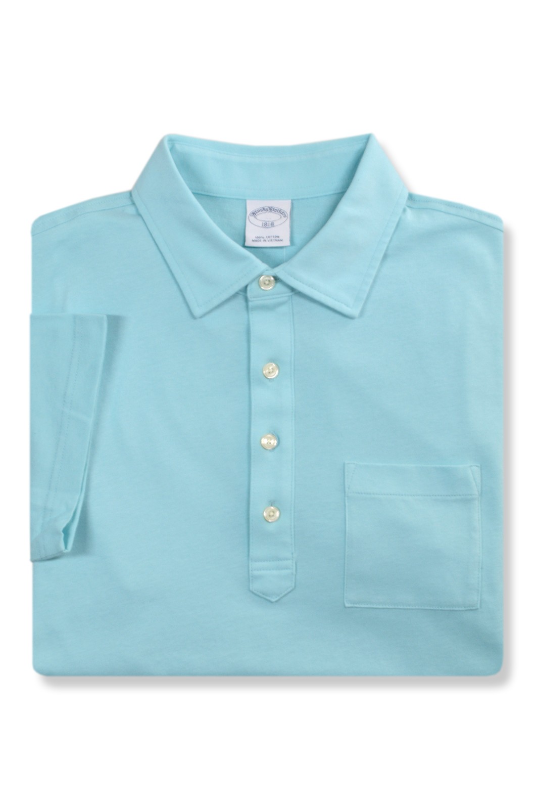 Brooks Brothers Mens Aqua Blue Slim Fit Soft Knit Polo Shirt, Medium M BB-1371