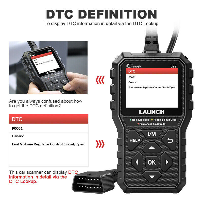 LAUNCH OBD2 Scanner CR529 OBDII Code Reader Car Check Engine Diagnostic Tool I/M