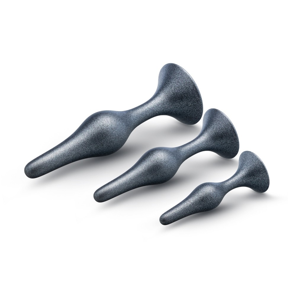Blush Anal Adventures Matrix - Genesis Butt Plug 3 Piece Kit - Stellar Silver