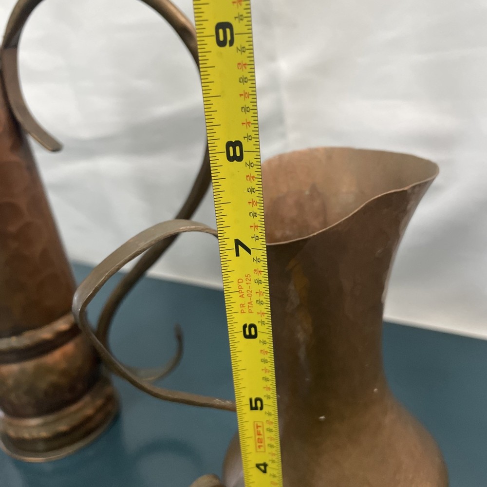 2 vintage, hand-hammered copper pitcher Primitive Rustic Decor