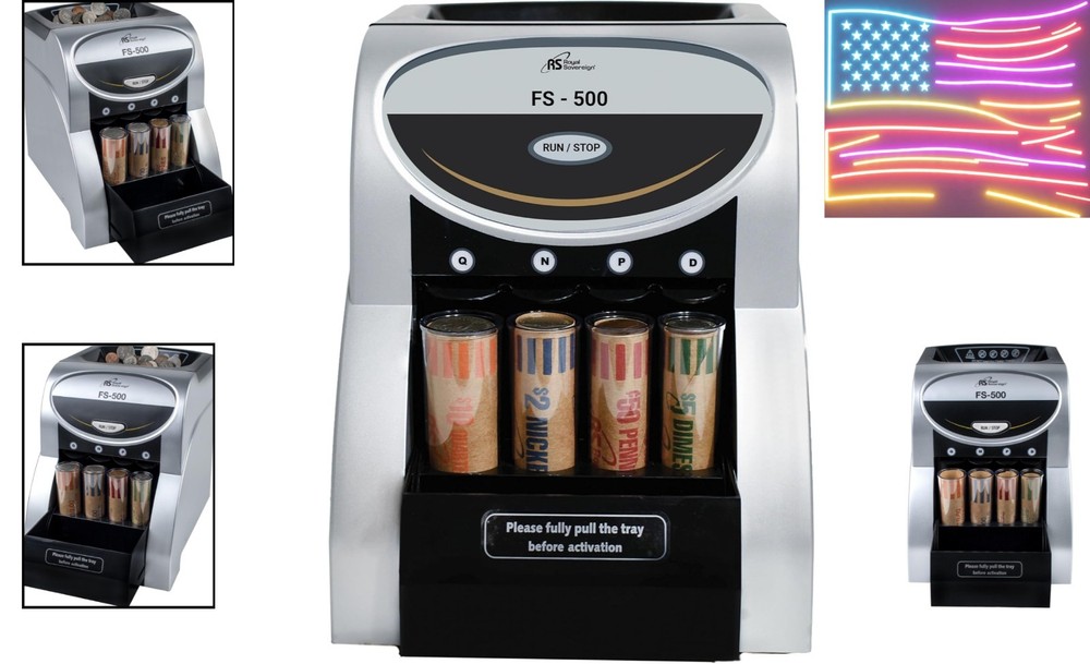 USD Coin Sorter with Anti-Jam Technology and Coin Wrapper Starter Pack, Silver