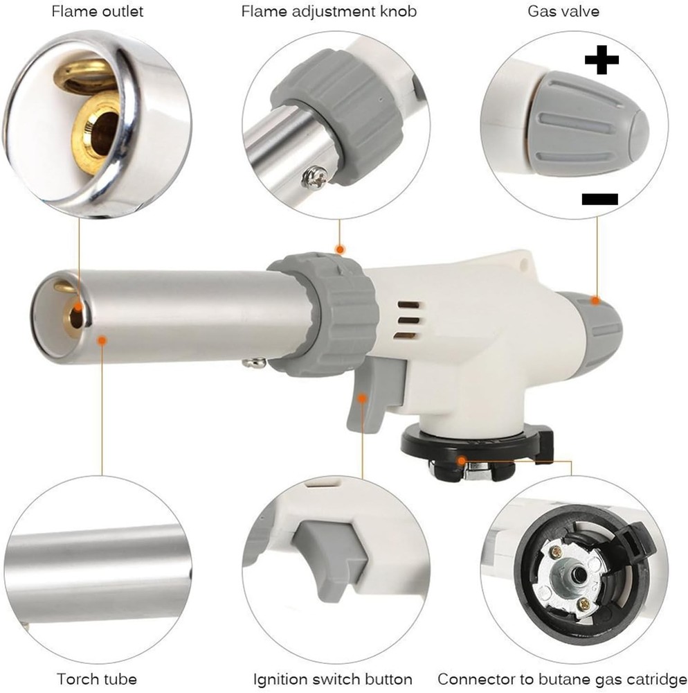 FunOwlet Butane Torch, Reverse Use Culinary Kitchen Blow White and Silver