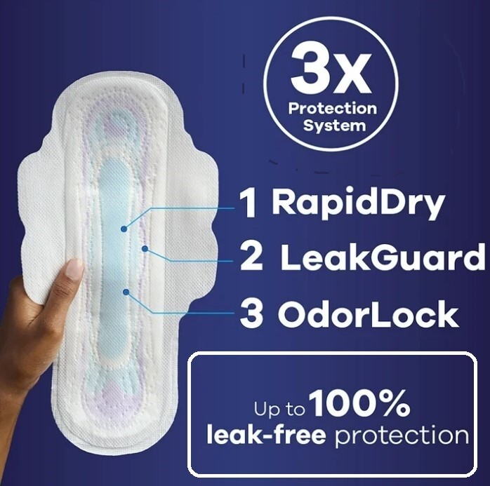 Always Ultra-Thin Pad Overnight Absorbency Unscented with Wings Size 4, 50 count