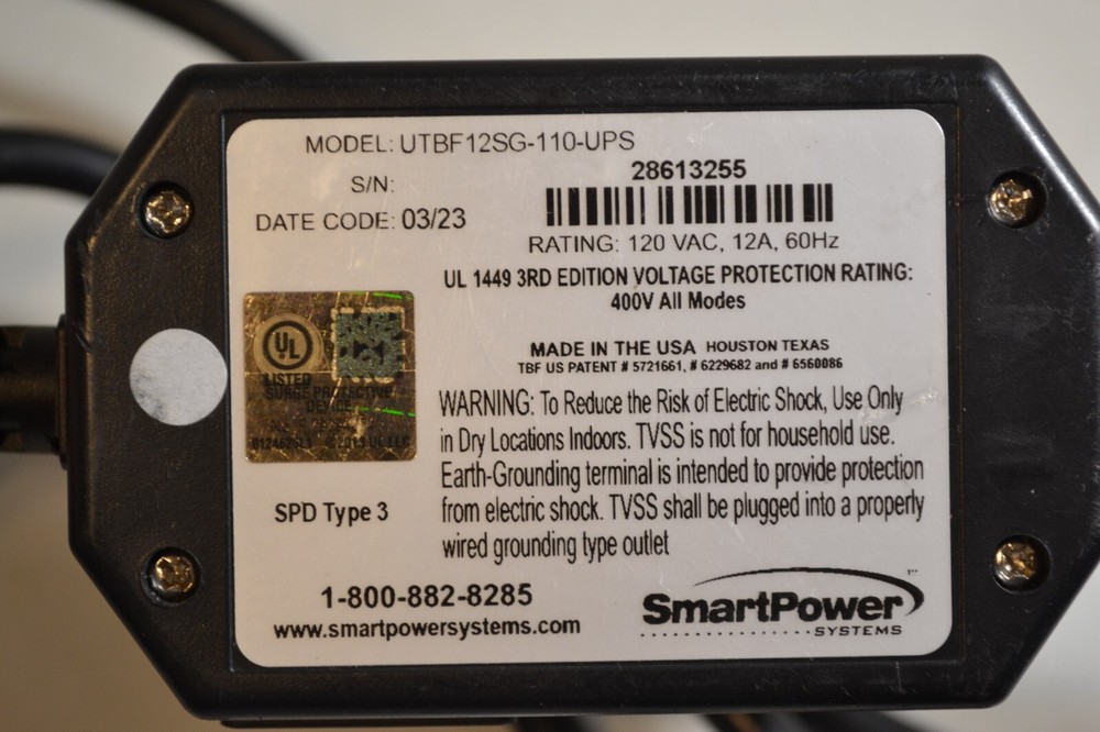 SmartPower Systems Model UTBF07SG-110-UPS Smart Power Cord