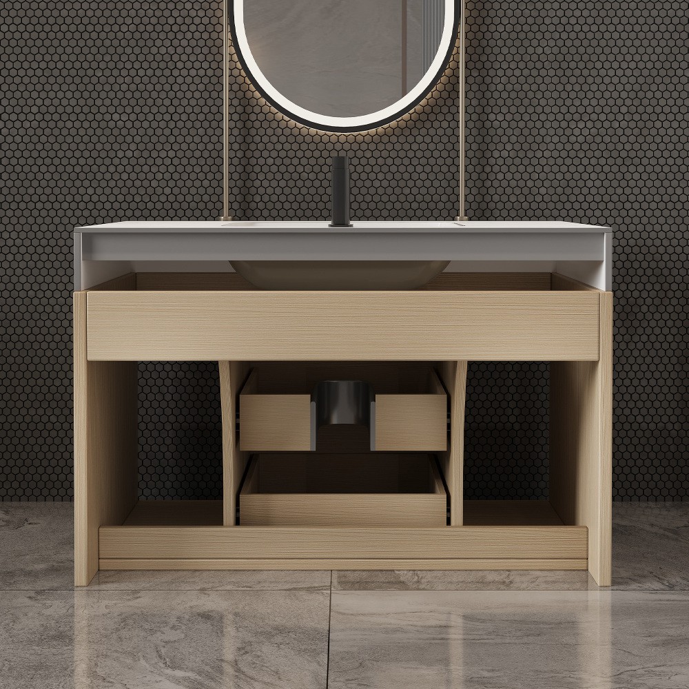 29.9" Modern Floating Bathroom Vanity with Sintered Stone Top &Ceramic Sink