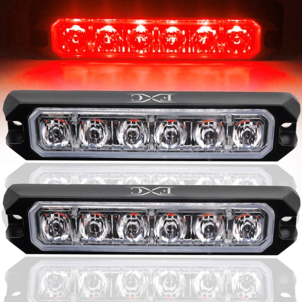 FXC 2pack 6-LED Strobe Light Red Waterproof Emergency Beacon Flash