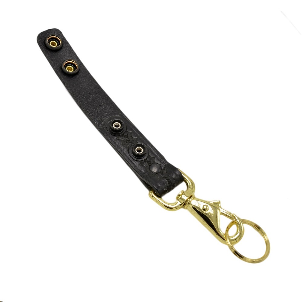 Jay Pee Basketweave Leather Key Strap Belt Keeper Key Ring Brass Double Snap