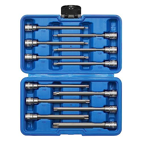 EMENTOL 12PCS 3/8" Drive Extra Long Torx Bit Socket Set, CR-V, Assorted Sizes