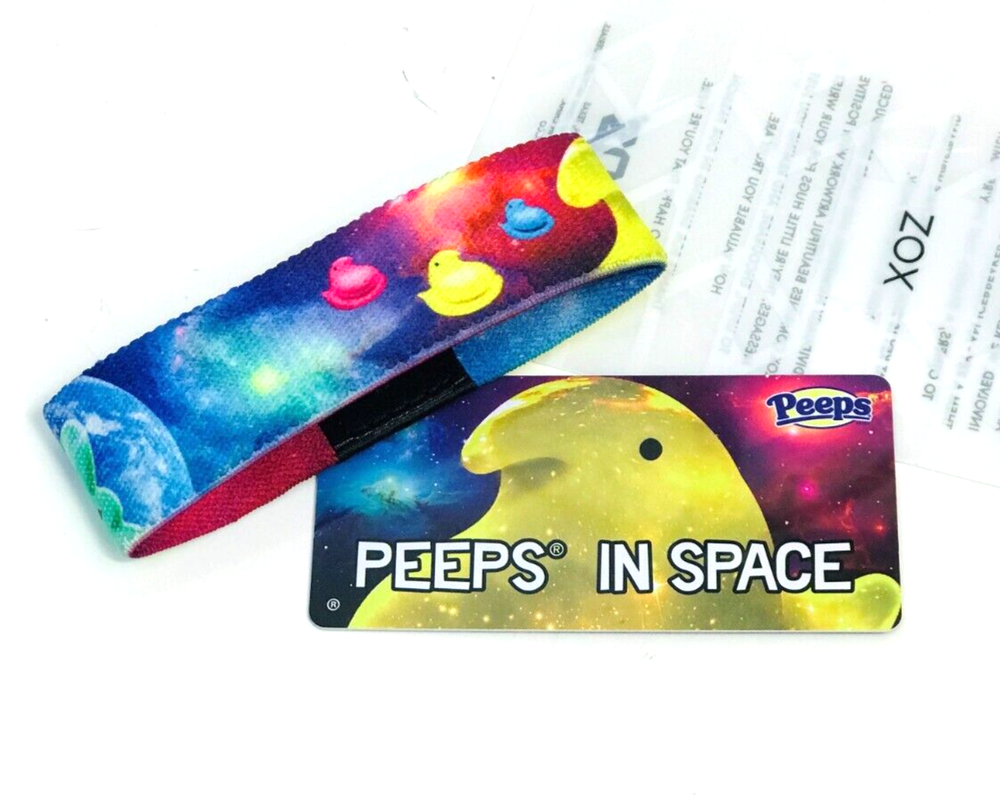 ZOX **PEEPS IN SPACE** Silver Strap Medium EASTER NIP Wristband w/Card