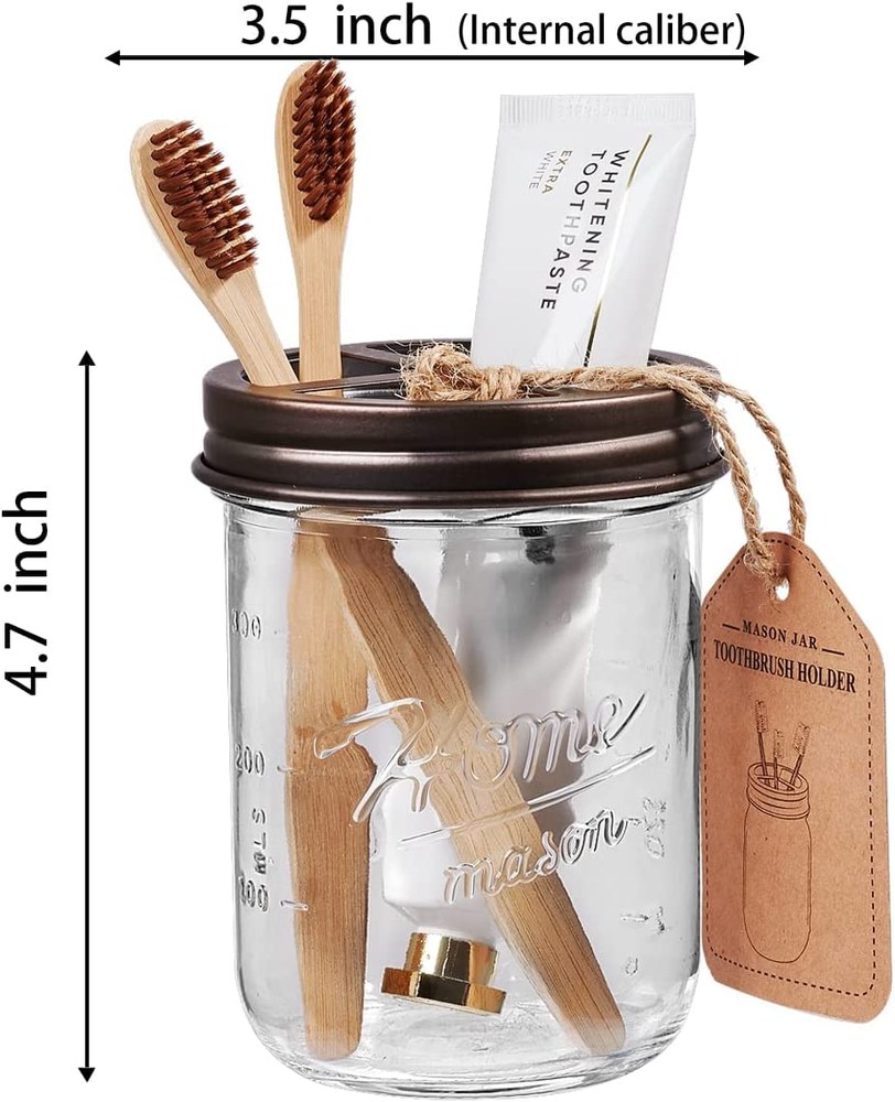 Mason Jar Bathroom Accessories Set - Includes Mason Jar Foaming Hand Soap