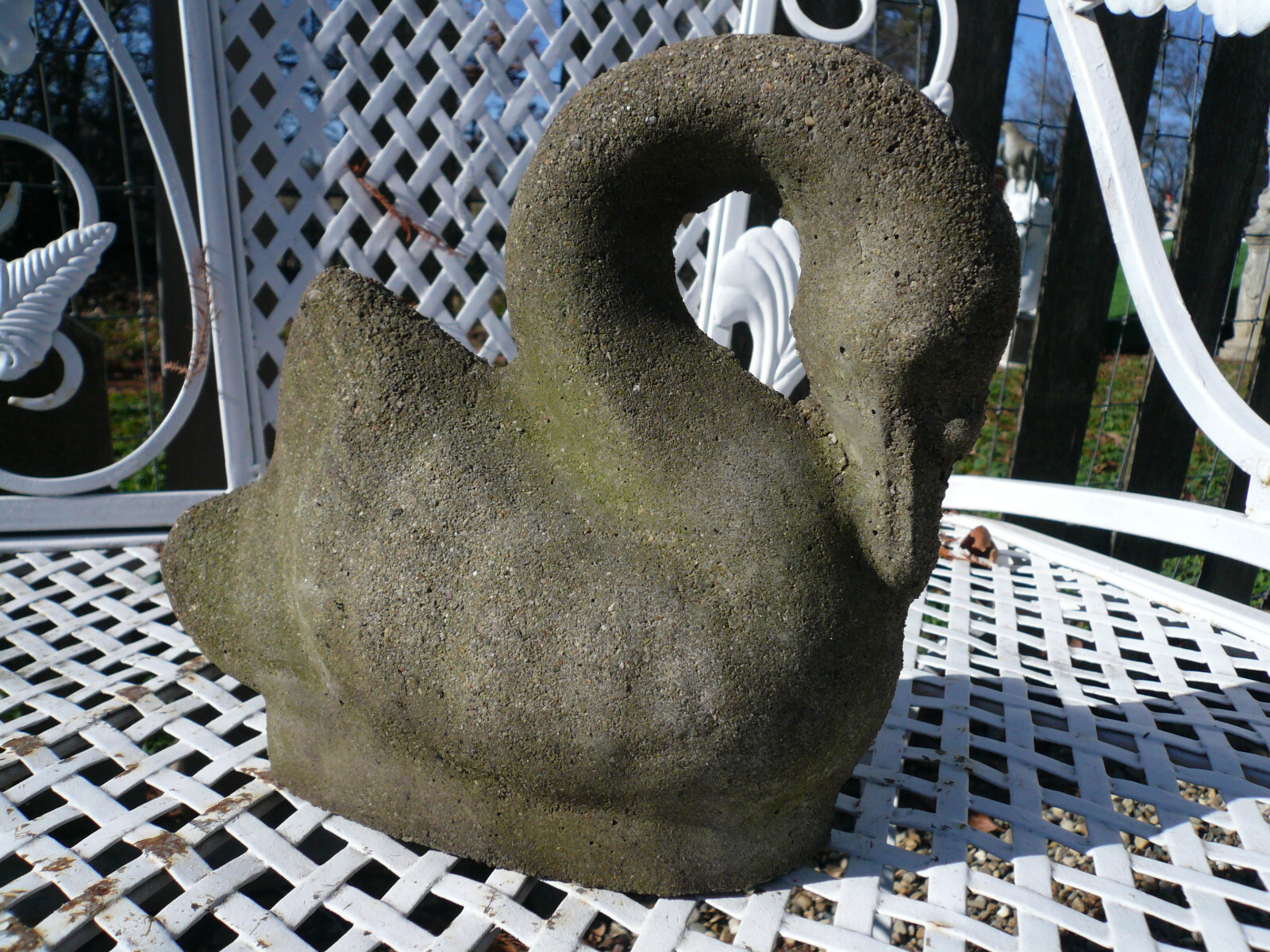 Vintage Cement Concrete Garden Swan Statue with Free Shipping