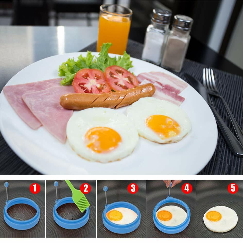 4pcs/pack Silicone Egg Rings Fried Egg Mold Omelets Round Non Stick 4X