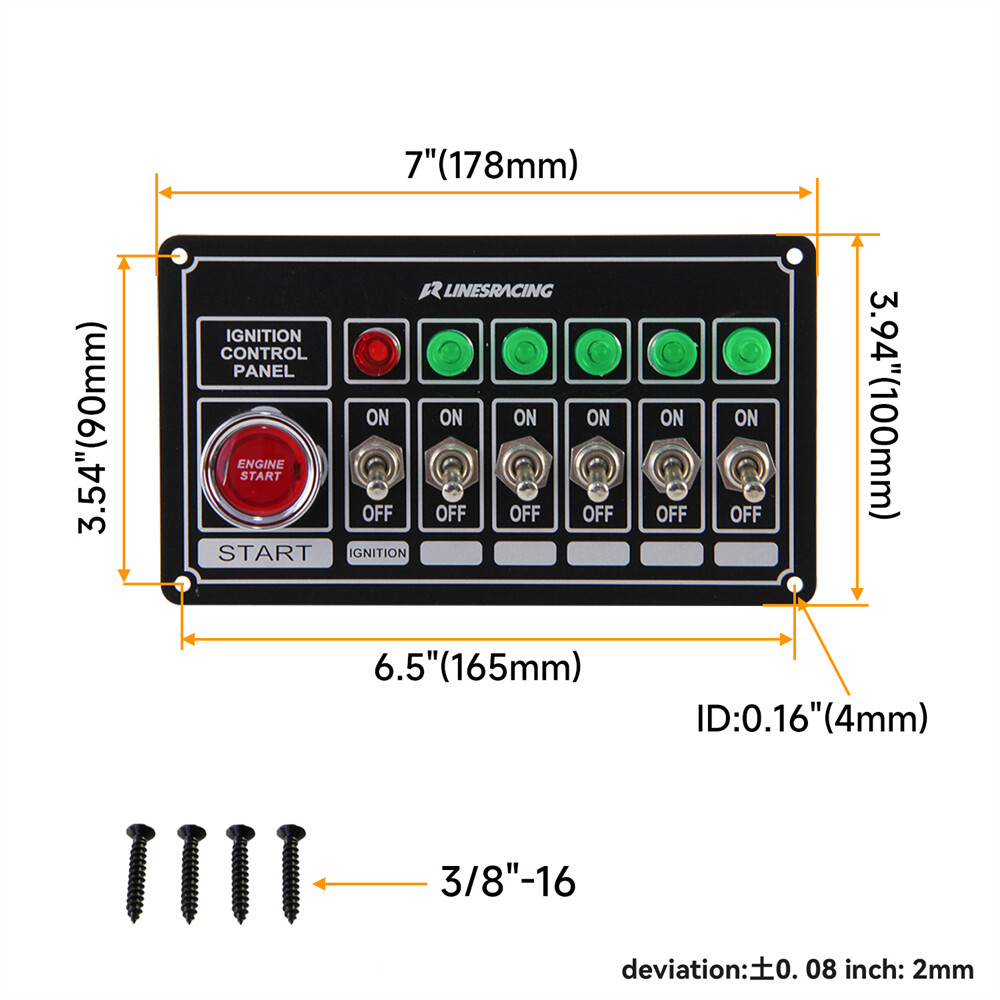 Racing Car Ignition 6 Ways Switch Panel with Led Light Engine Toggle Starter