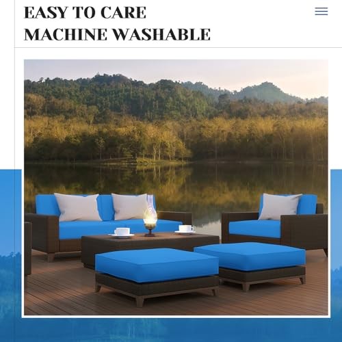 8 Pcs Patio Cushion Covers Outdoor Cushion Covers 24" X 24" X 4" Bright Blue