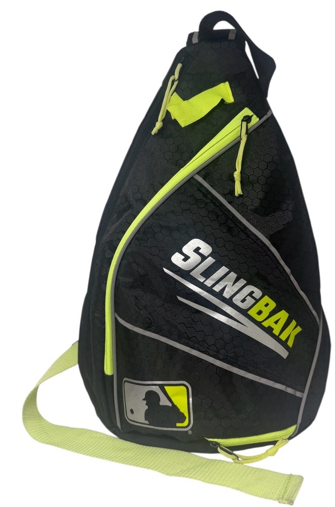 Franklin Sports MLB Slingbak Compact Baseball Bag Backpack-Black/Neon Yellow