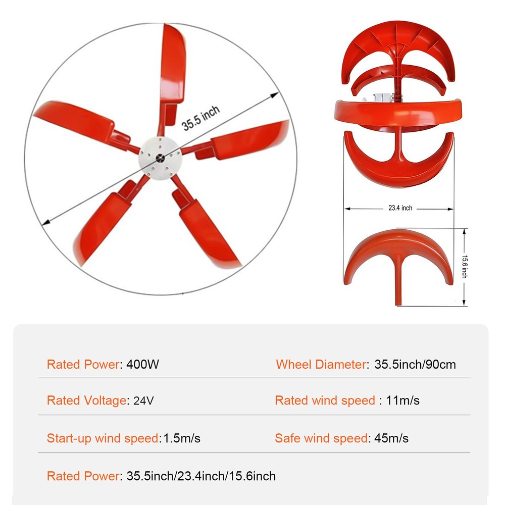 24V Vertical Axis Wind Power Turbine Generator Controller Home Windmill New