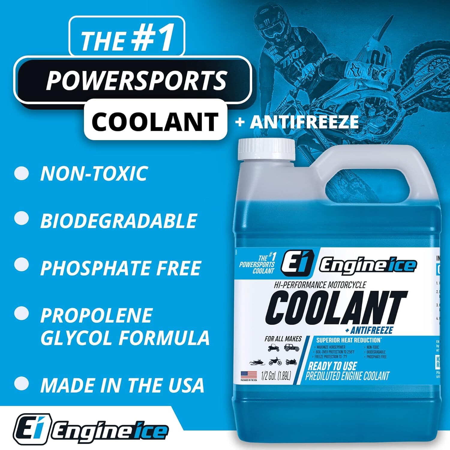 Qty 2 of ENGINE ICE 1/2 GAL High Performance Coolant Non-Toxic Biodegradable