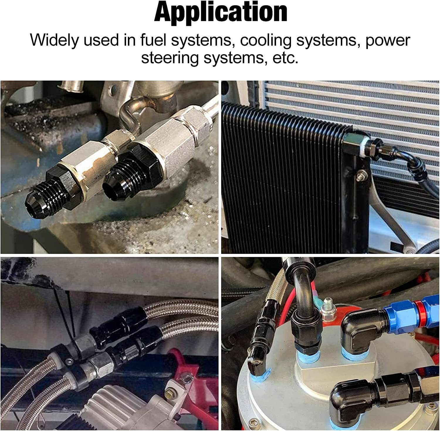 1/2" NPT to 6AN Fitting Male Straight Fittings Adapter Aluminum Black 2Pcs