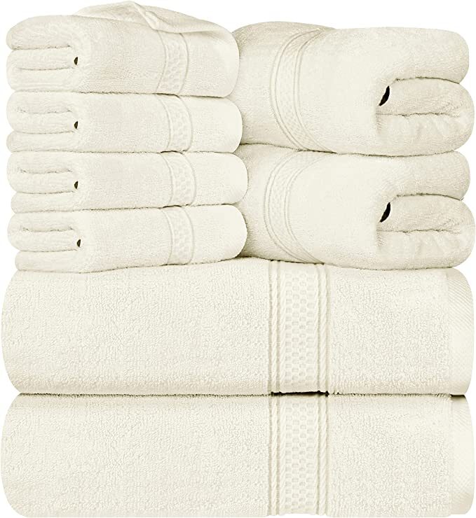 Utopia Towels 600 GSM 8Pc Towel Set 2 Bath Towels 2 Hand Towels 4 Washcloths