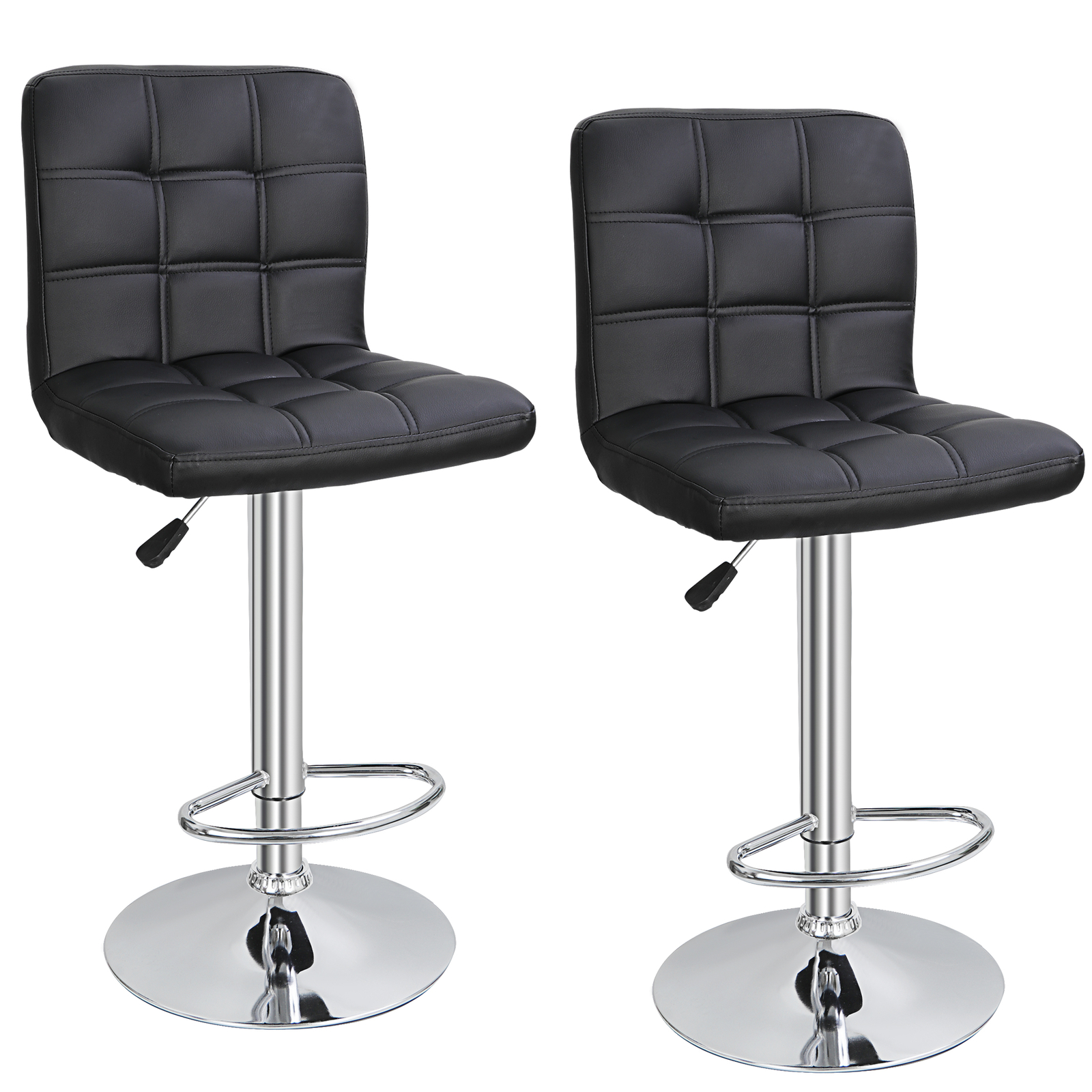 Set of 4 Black Adjustable Modern Swivel Bar Stools Dining Chair Counter Height