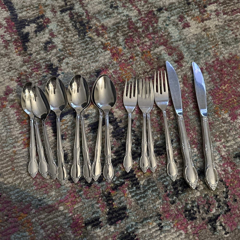 14 Pcs Oneida AFFECTION Community Silverplate Flatware 1960 Floral Tip Mixed