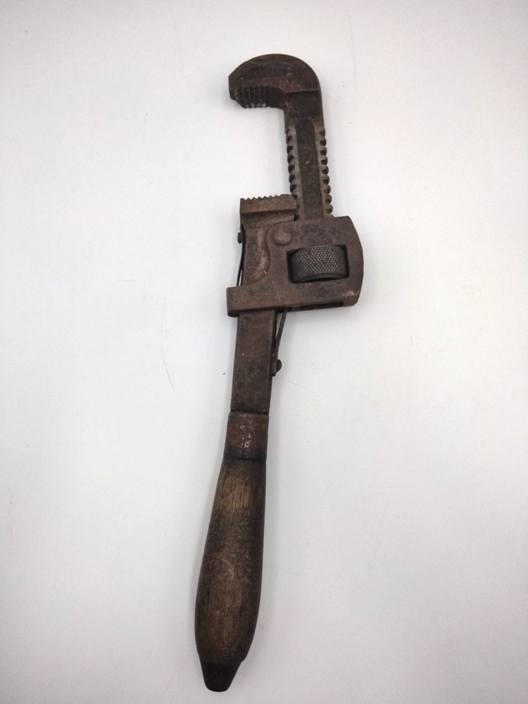 Vintage Adjustable Pipe Wrench Wood Handle