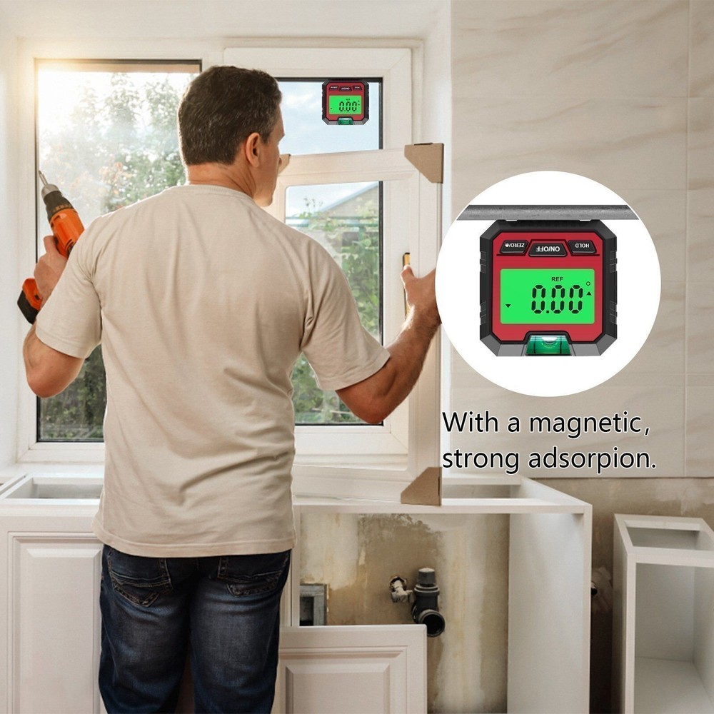 Magnetic Digital Protractor Tool – 360° Level Angle Finder LCD