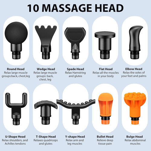 TOLOCO Massage Gun Deep Tissue, Percussion with 10 Black