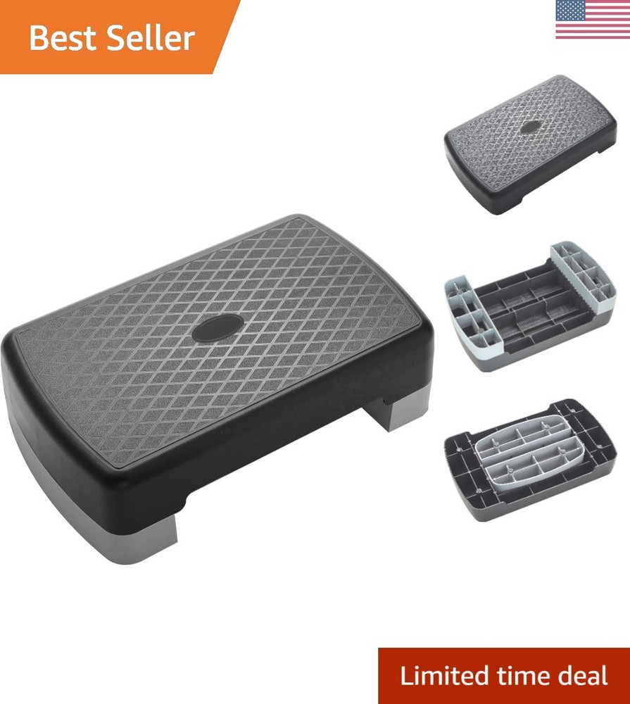 Adjustable 18" Aerobic Step Platform with 2 Risers for Versatile Workouts