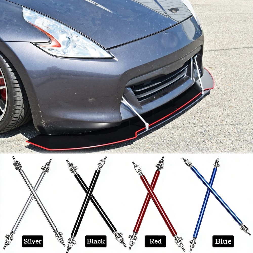 10"-13" Adjustable Front Bumper Lip Splitter Spoiler Strut Rod Tie Support Bars