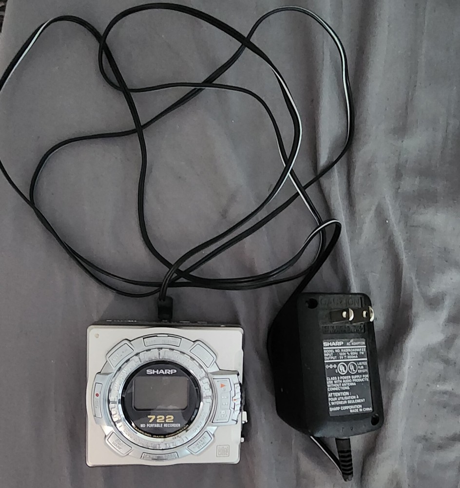 SHARP MD-MS722-S PORTABLE MINIDISC RECORDER Player - MD-MS722 WORKS RARE
