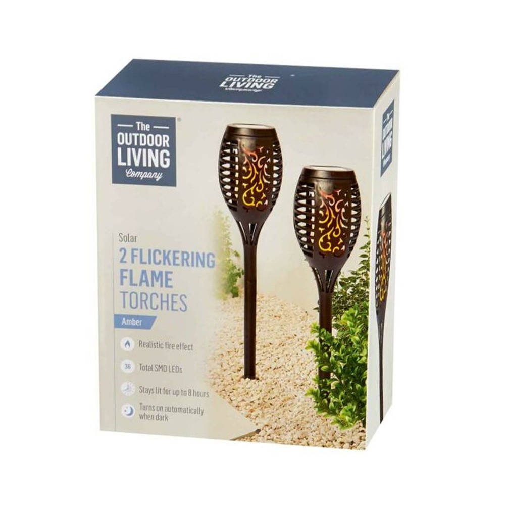 2 Pack Torch Garden Lights - LED Solar Flickering Flame