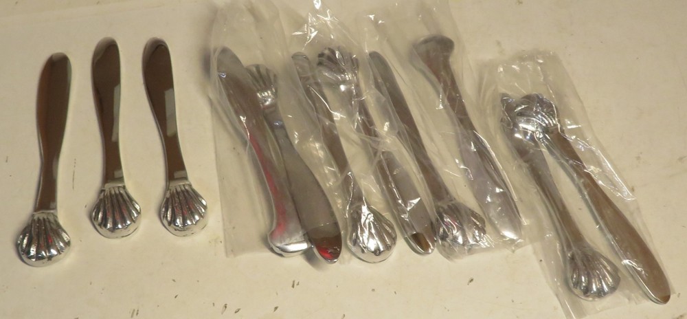 11 Pc Seashell Cheese Server Set Spatula Stir Stick Unknown Serving Lot 5" Set