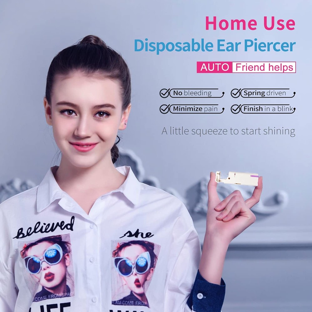 Firstomato 2PCS Disposable Ear Piercing Kit Ear Piercing Gun Self Use Ear Pie...