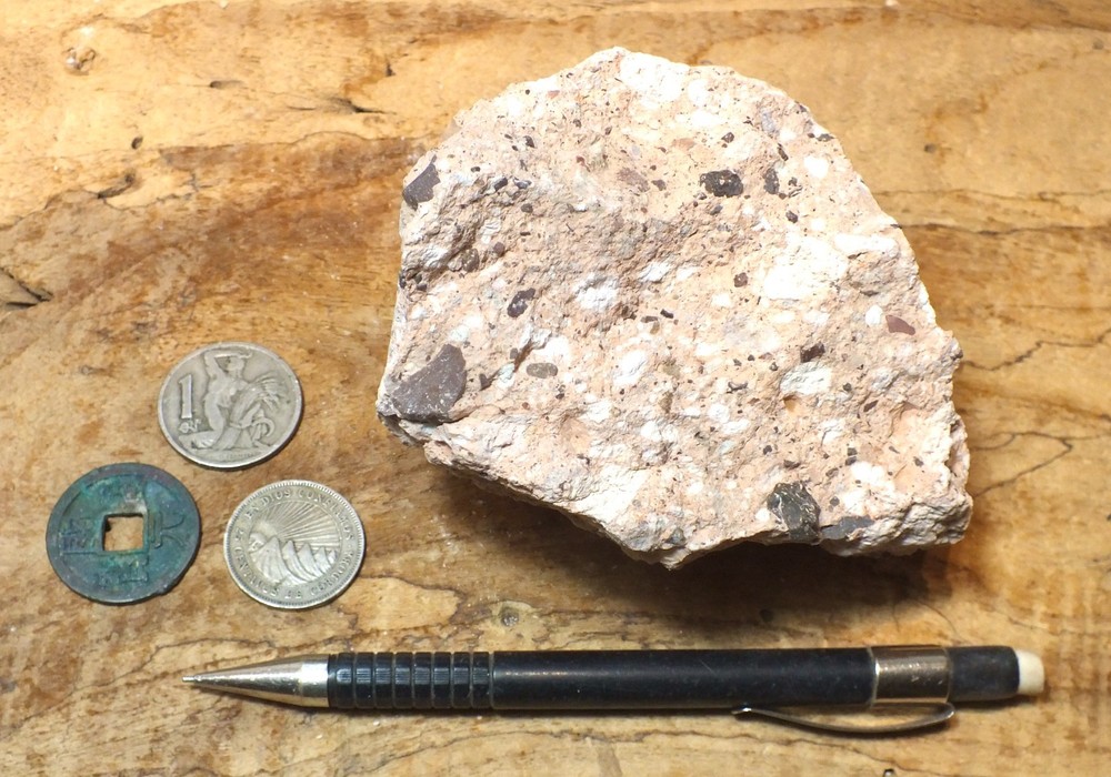 tuff breccia - welded volcanic ash with angular clasts - hand specimen