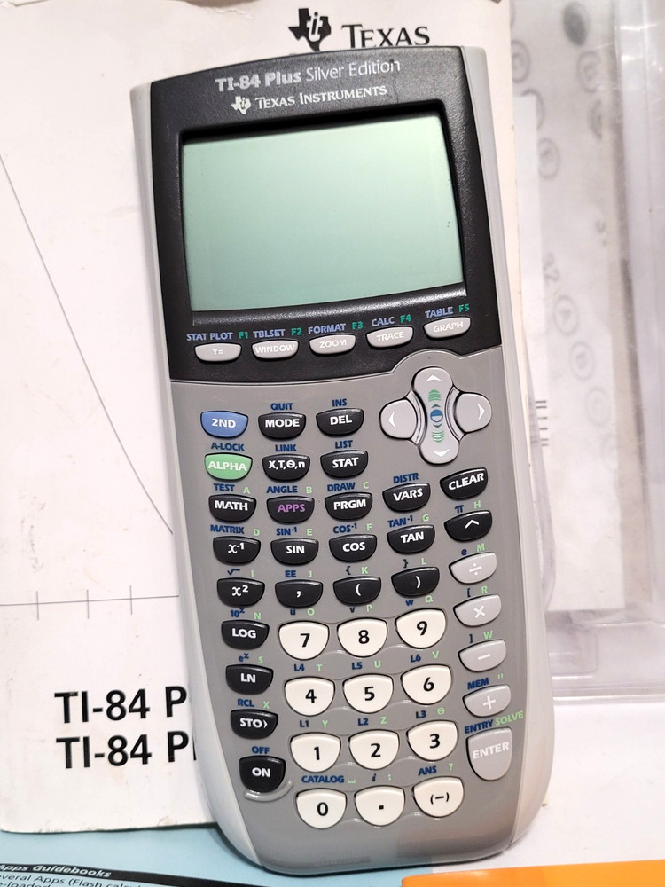 Texas Instruments TI-84 Plus Silver Edition Calculator - Tested w/ Manual