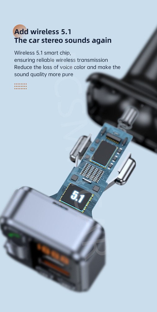 Bluetooth 5.1 Car Wireless FM Transmitter Adapter USB PD Fast Charge Hands-free