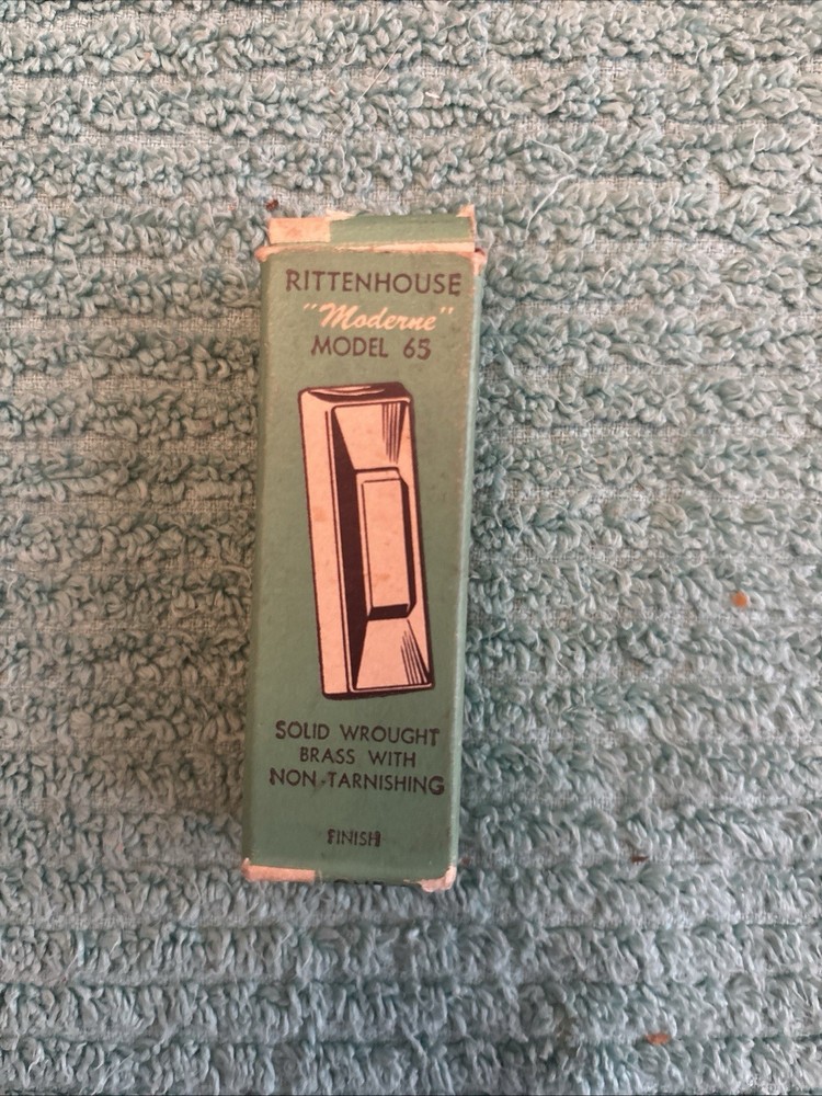 VINTAGE RITTENHOUSE MODERNE SOLID WROUGHT BRASS DOORBELL RINGER MODEL 65