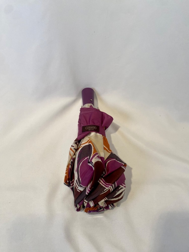 Coach Mini Retractable Umbrella, Multi Colored Kaleidoscope C-Coach Pattern