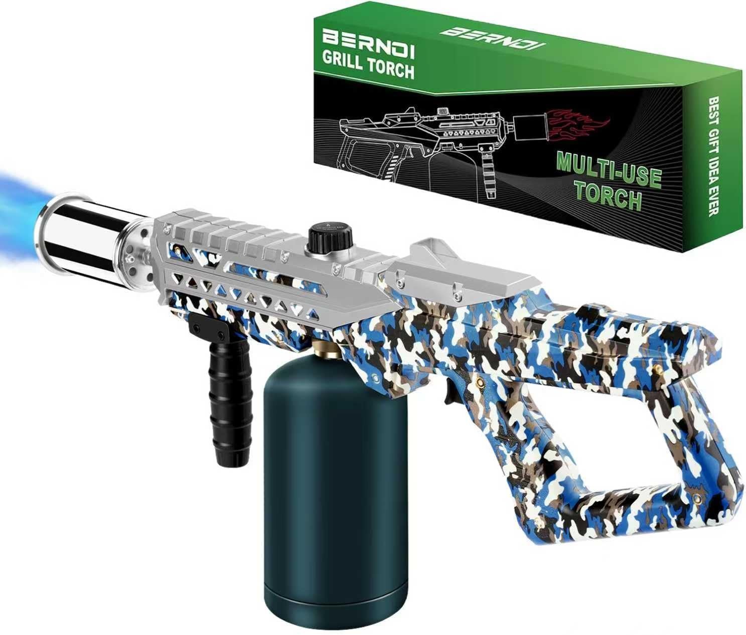 800,000 BTU Propane Torch Gun Adjustable Flame Blowtorch for BBQ, Camouflage