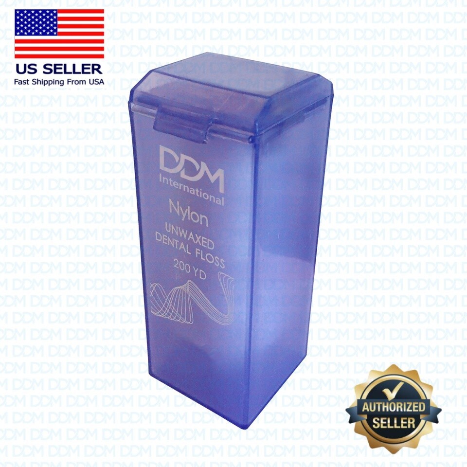 DDM Dental Nylon Unwaxed Dental Floss with Dispenser Box 200 Yard #UNWX200YDS
