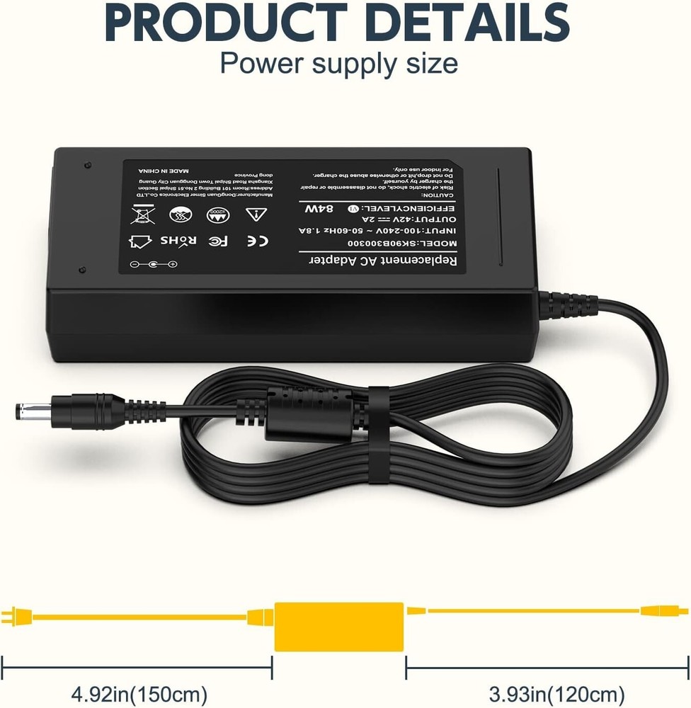 42V 2A Charger for Hover-1 Dynamo H1-DMO DSA-DMO-BF20 Foldable Electric Scooter