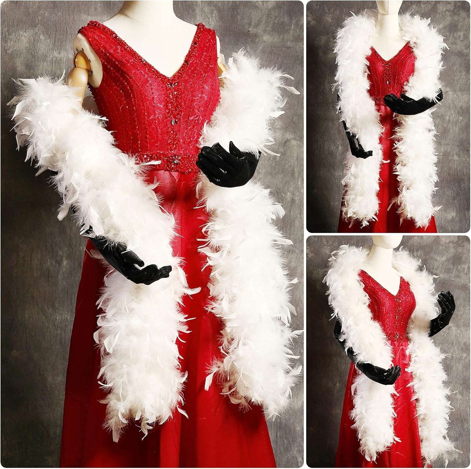 THARAHT Chandelle Feather Boa 19 Color-38g/55g100g 2Yard Dancing White