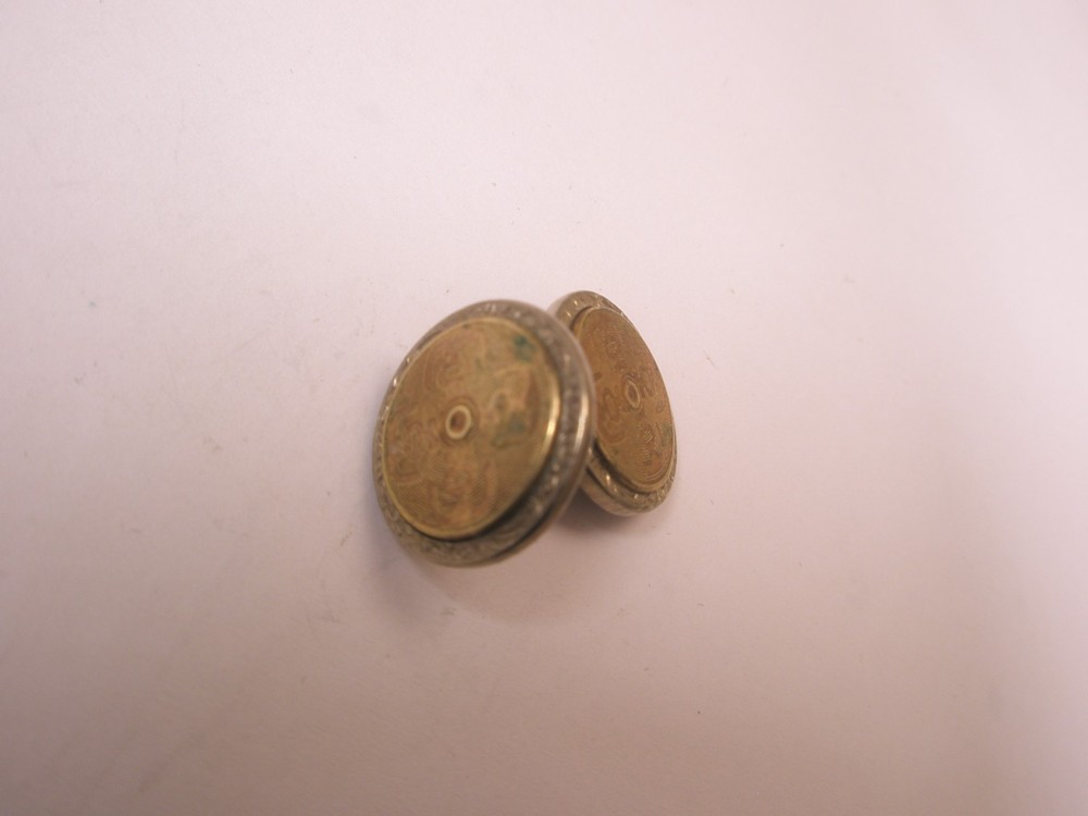 Embossed White Gold Front SINGLE Vintage Cuff Link replacement lost/broken aa154
