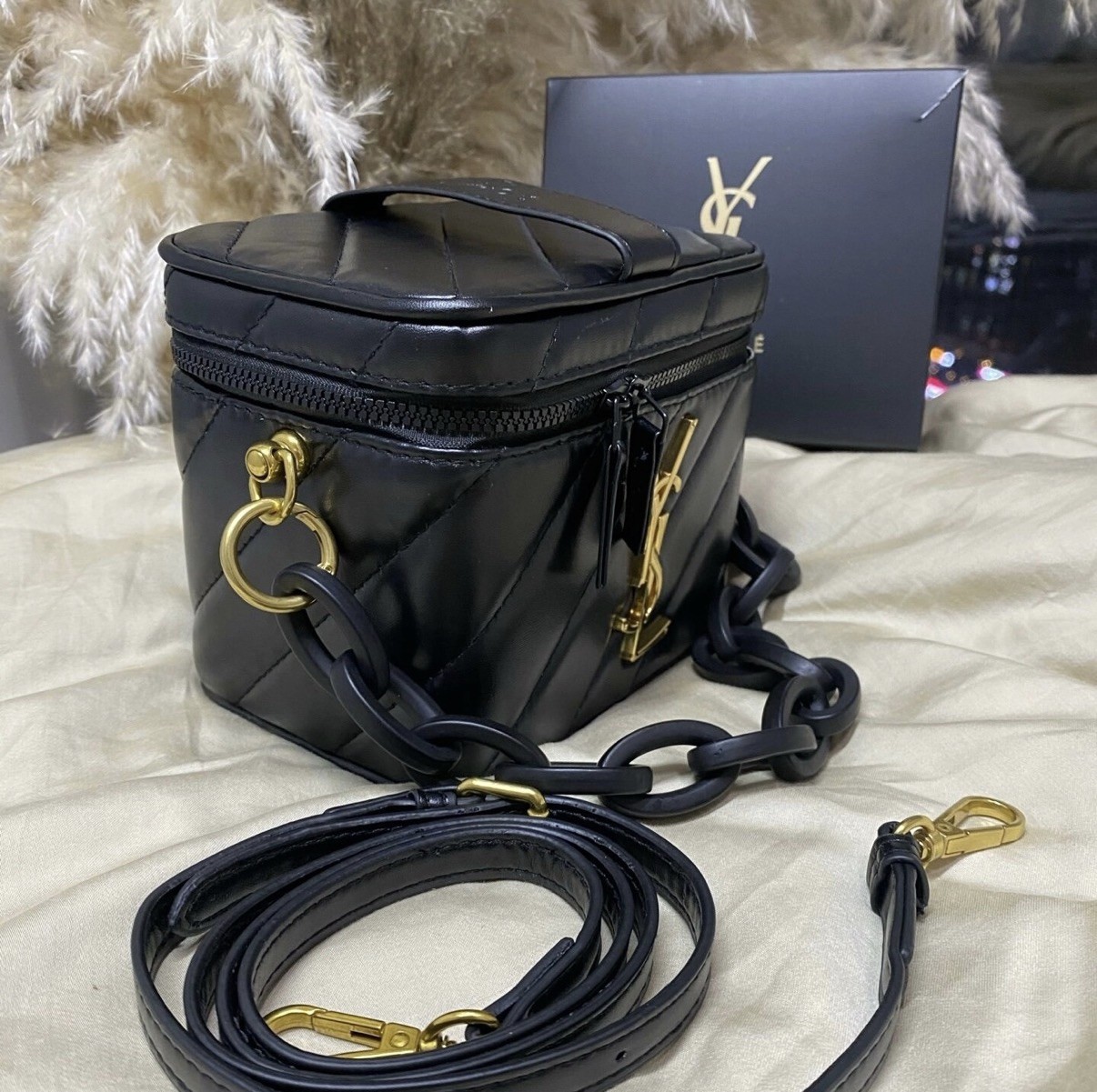 YSL Yves Saint Laurent Beaute Beauty GWP VIP Vanity Case Converted Bag Black NEW