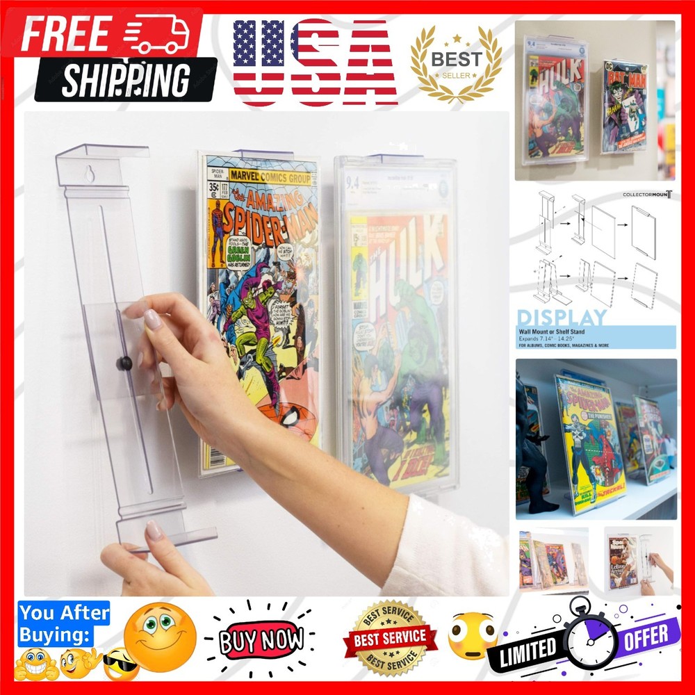 Comic Mount 1 Pack, Comic Book Shelf Stand or Wall Mount Display, Invisible a...