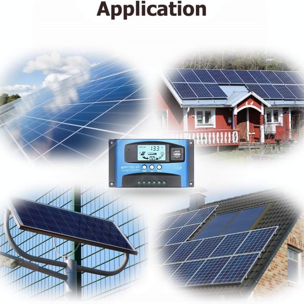 Solar Charge Controller MPPT 100A LCD Display 12V 24V Dual USB Solar Controller