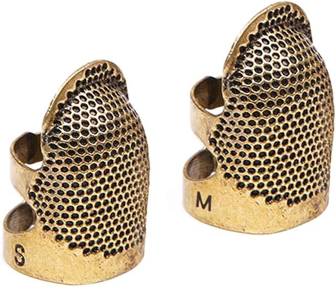 4 Pack Sewing Thimble Finger Protector, Adjustable Metal Shield...