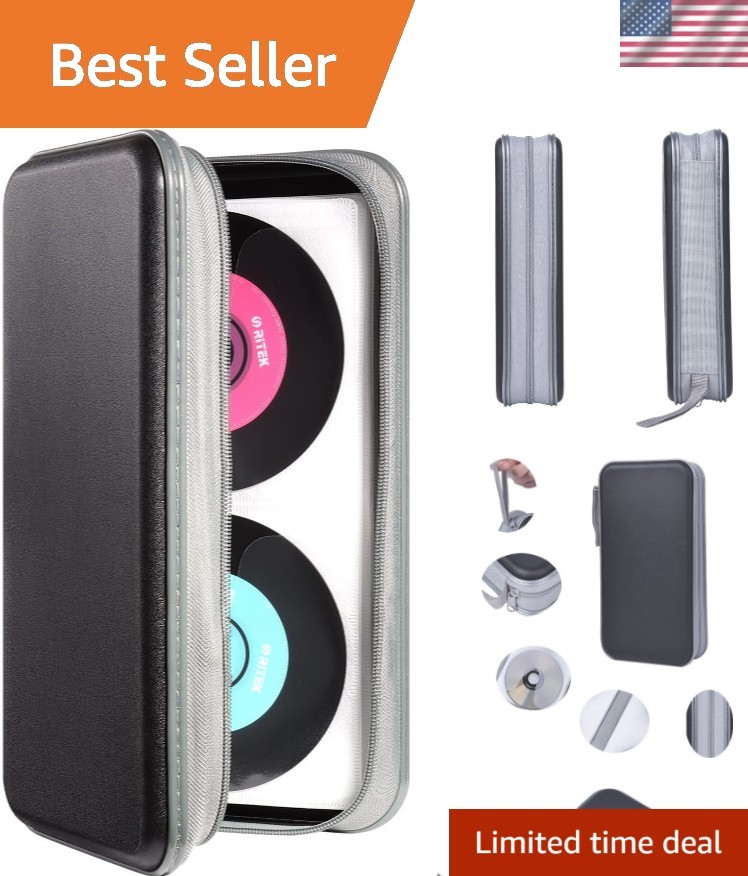 CD Case,96 Capacity CD Holder Hard Plastic CD Storage Wallet Protective CD/DV...